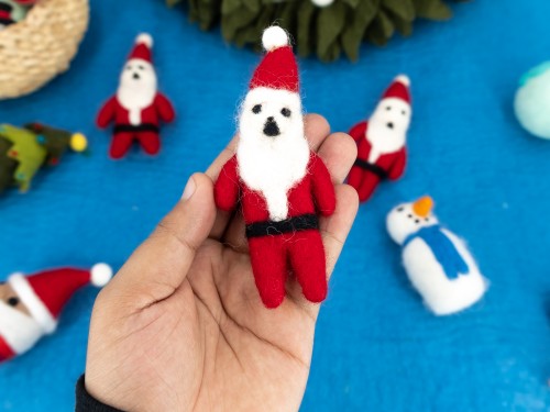 13x5cm Christmas Felt Red Hat Santa Claus - Felt and Yarn