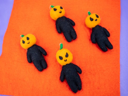 10cm Halloween Felt Pumpkin Man