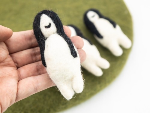 Black Hair Creepy Felt Ghost Ornament - Felt and Yarn