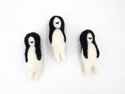 9cm Black Hair Creepy Felt Ghost Ornament