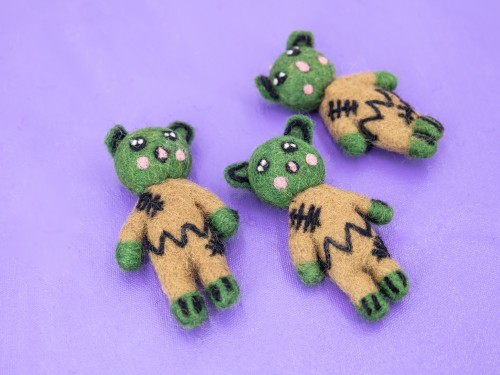 10cm Green Plushy Felt Zombie