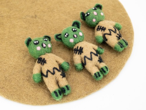 10cm Green Plushy Felt Zombie