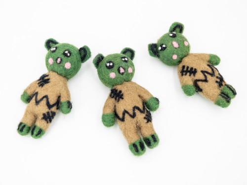 10cm Green Plushy Felt Zombie