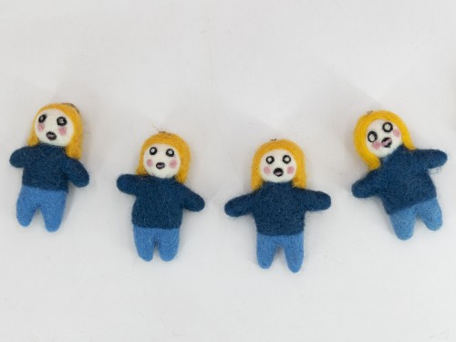 9x7cm Yellow Haired Felt Zombie Girl