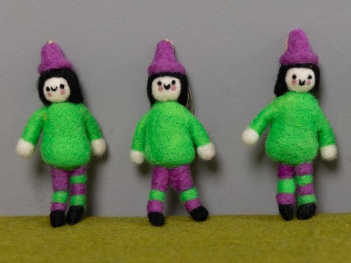 13.5x7cm Wool Felt Trainee Green Witch