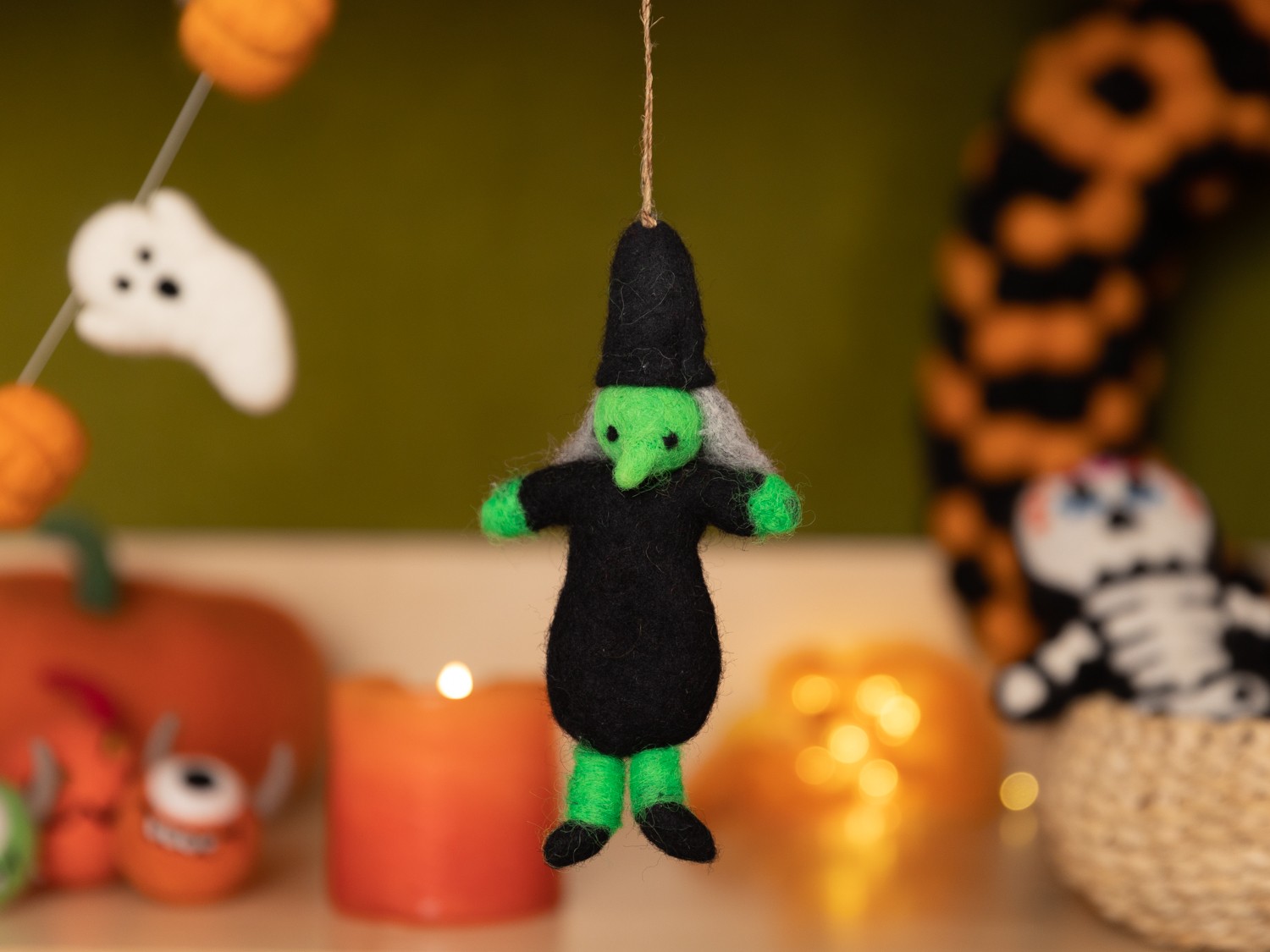 15cm Felt Witch with Black Hat