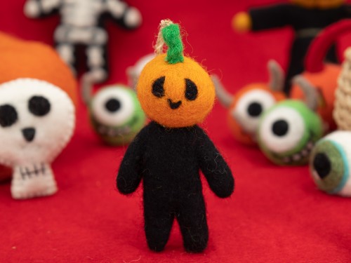 10cm Halloween Felt Pumpkin Man