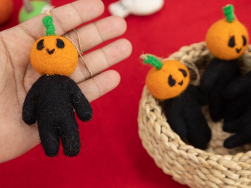 10cm Halloween Felt Pumpkin Man