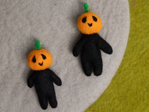 10cm Halloween Felt Pumpkin Man
