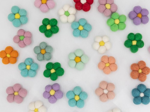 4cm Mini Felt Ball Flowers