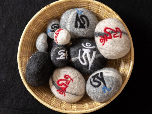 OM AH HUM Mantra Felt Stones