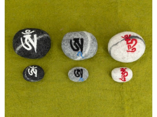 OM AH HUM Mantra Felt Stones