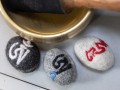 OM AH HUM Mantra Felt Stones