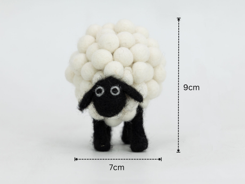 9x7cm Handmade Wool Felt PomPom Sheep