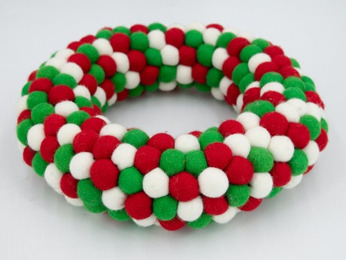 Christmas Felt Wreath with Red Cherries
