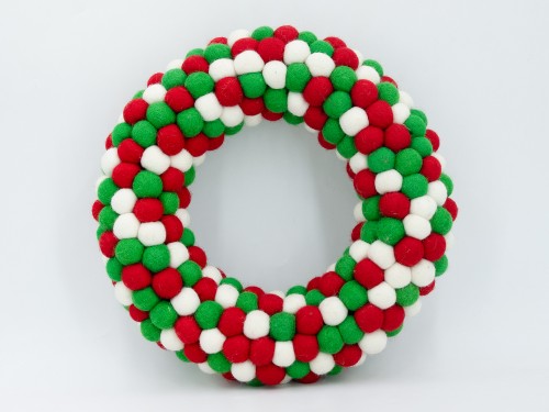 Christmas Felt Wreath with Red Cherries