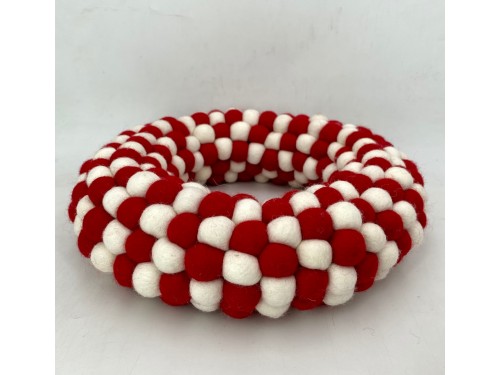 Wool Felt Ball Red & White Wreath