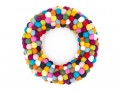 Handmade multicolored felt ball wreath