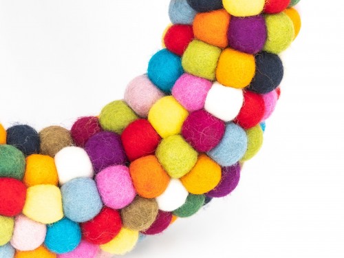 Multicolored Felt Ball Wreath