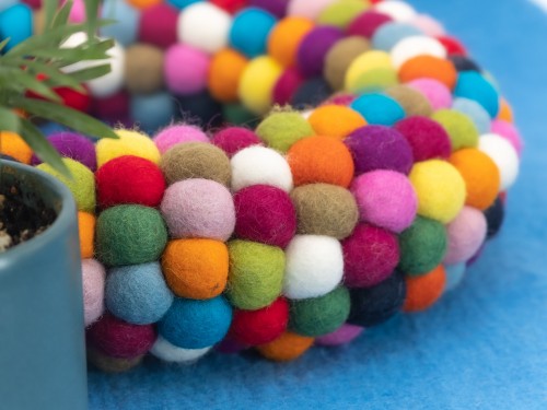 Multicolored Felt Ball Wreath