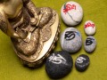 Mini and Large Handcrafted Felt OM AH HUM Mantra Stones Set