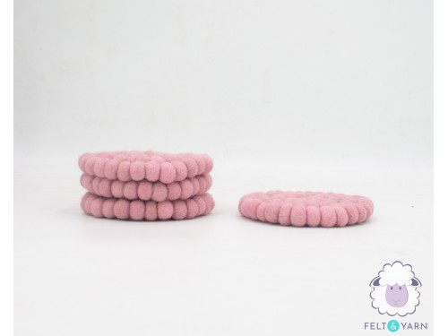 10cm Pink Felt Ball Coaster