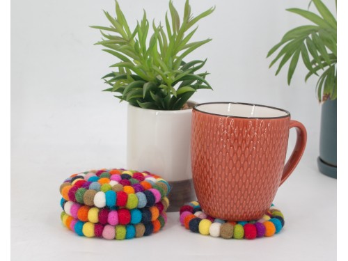 10cm Handmade Felt Ball Coaster Collection