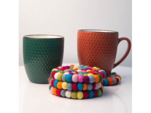 10cm Handmade Felt Ball Coaster Collection