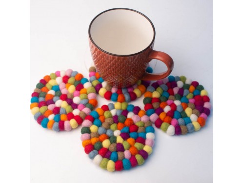 10cm Handmade Felt Ball Coaster Collection
