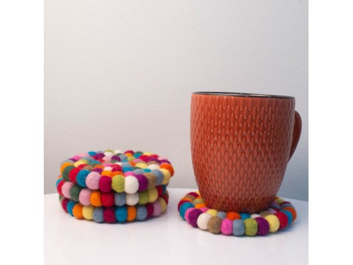 10cm Handmade Felt Ball Coaster Collection