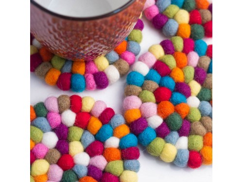 10cm Handmade Felt Ball Coaster Collection