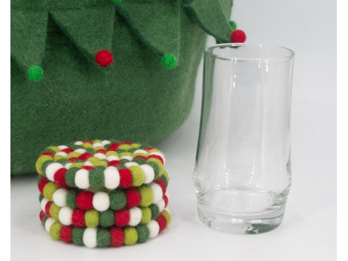 10cm Christmas Felt Ball Coaster