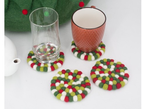 10cm Christmas Felt Ball Coaster