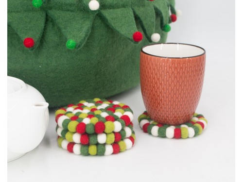 10cm Christmas Felt Ball Coaster