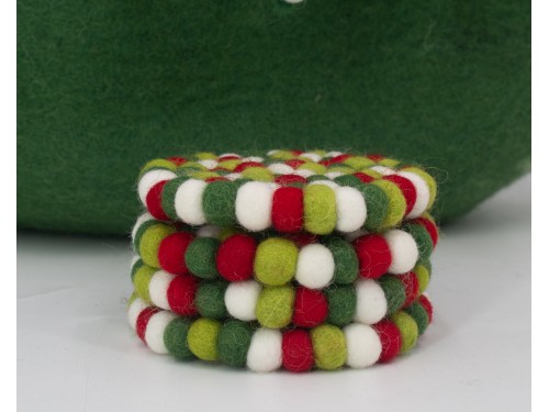 10cm Christmas Felt Ball Coaster