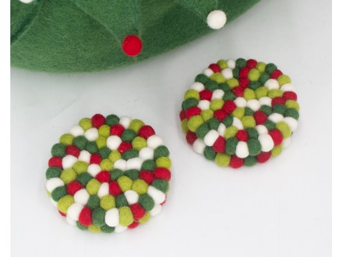 10cm Christmas Felt Ball Coaster