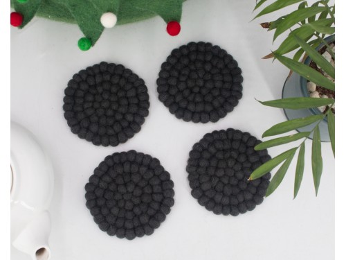 10cm Solid Color Felt Ball Coaster Collection