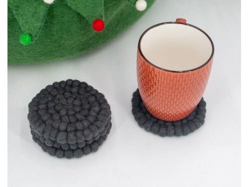 10cm Solid Color Felt Ball Coaster Collection
