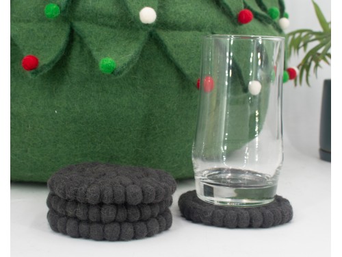 10cm Solid Color Felt Ball Coaster Collection