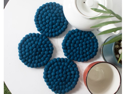 10cm Solid Color Felt Ball Coaster Collection