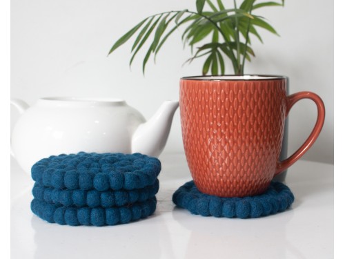 10cm Solid Color Felt Ball Coaster Collection