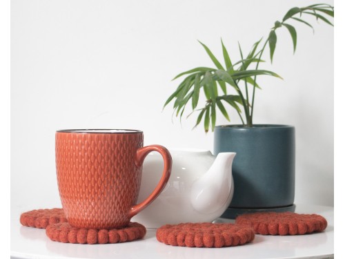 10cm Solid Color Felt Ball Coaster Collection