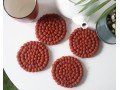 10cm Handmade Felt Ball Coasters – Solid Color Collection