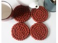 10cm Handmade Felt Ball Coasters – Solid Color Collection