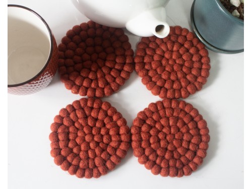 10cm Solid Color Felt Ball Coaster Collection