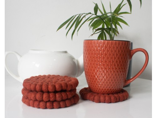 10cm Solid Color Felt Ball Coaster Collection
