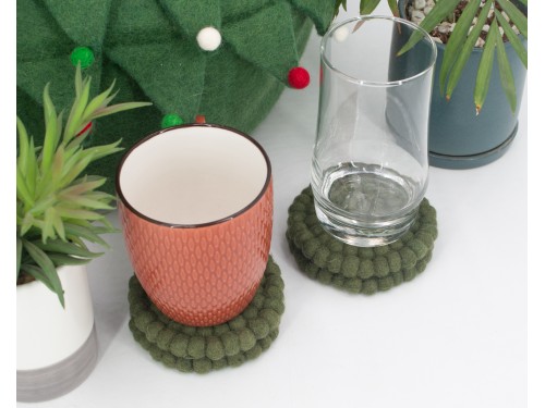 10cm Solid Color Felt Ball Coaster Collection