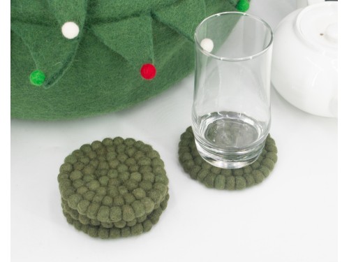 10cm Solid Color Felt Ball Coaster Collection