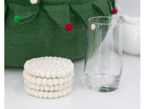 10cm Solid Color Felt Ball Coaster Collection