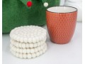 10cm Handmade Felt Ball Coasters – Solid Color Collection